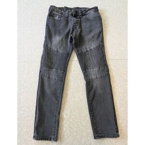 True Religion Geno Relaxed Slim Moto Jeans Faded Black Grey Size 16‎